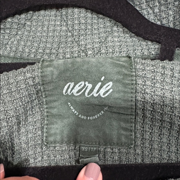 Aerie Oh Snap! Sweatshirt Green Pullover Sweatshirt - Picture 4 of 4
